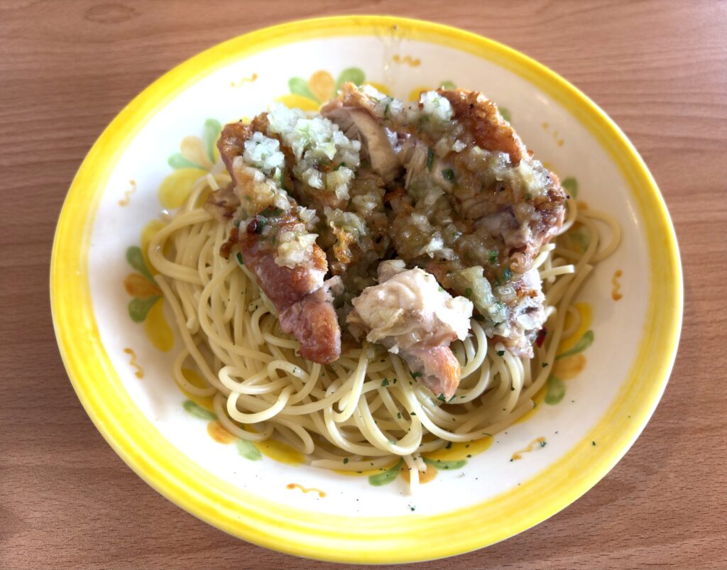 若鶏のディアボラ風ペペロンチーノアレンジ