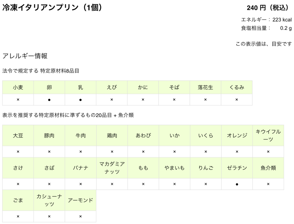 冷凍イタリアンプリン